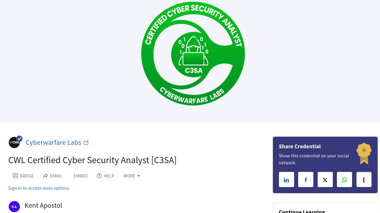 C3SA Certificate