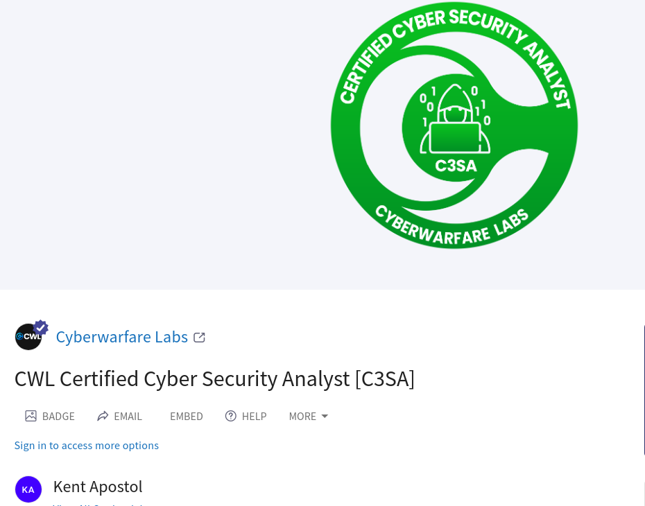 C3SA Certificate